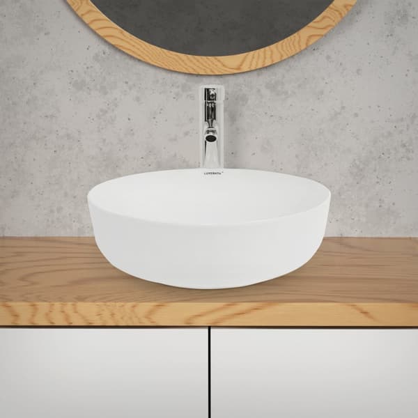ECD Germany håndvask håndvask inkl. Affaldssæt uden overløb - 405 x 405 x 140 mm - lavet af keramik - hvid - bordplade håndvask bordplade håndvask