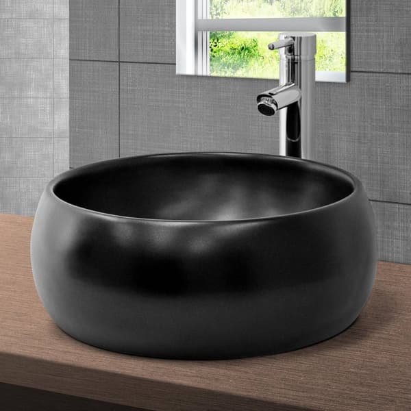 ECD Germany vask bassin Ø 400 x 350 mm runde keramik, hvid, top bassin top håndvask håndvask Vessel sink sink bassin vandfald håndvask vask nøgle