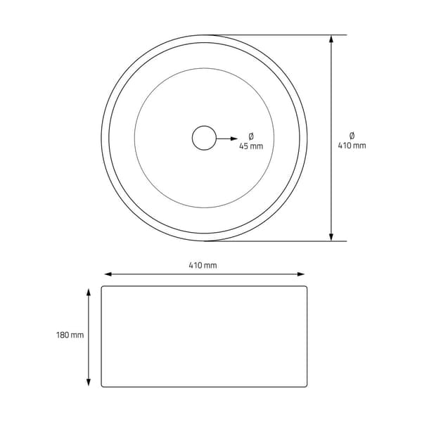 ML-Design Pesuallas Keramiikka Musta matta Ø 41x18 cm Pyöreä sisältää poistoputken; Moderni päälle asennettava pesuallas; Design pesualtaan