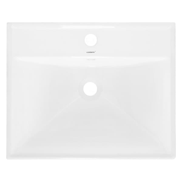 ML-Design Håndvask i hvid keramik 51x15;5x41;5 cm firkantet inkl. afløbsventil; indbygningsvask med overløb; opvaskeservant; håndvask til badeværelse