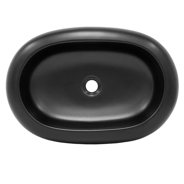ML-Design Keramisk Vask Sort mat 65x45x11cm med afløbsventil; Kieselsten Form; Oval Overfladevask; Moderne Håndvask; til Badeværelse/Gæstetoilet