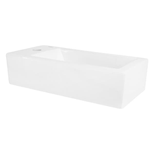 ML-Design Keramiskt Tvättställ i Vitt 51x25x13 cm; Fyrkantigt; Liten; Hålsax till höger; Väggmontering eller Ovanpåliggande Tvättställ; Modernt