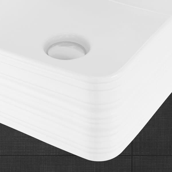 ML-Design Håndvask af keramik i skinnende hvid 39x39x15 cm Firkantet; Moderne overfladevask; Design bordvask; Håndvask til badeværelse og gæstetoilet