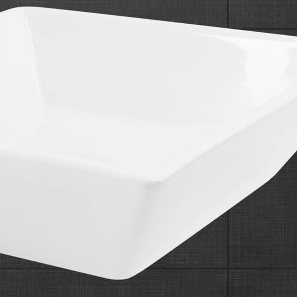 ML-Design Håndvask af keramik i skinnende hvid 41x41x12 cm Firkantet; Moderne overfladevask; Design bordvask; Håndvask til badeværelse / gæstetoilet