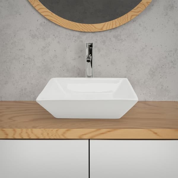 ML-Design Keramisk Hvid Vask 41x41x12 cm Firkantet inkl. Afløbsventil; Moderne Overfladevask; Design Håndvask; til Badeværelse/Gæstetoilet