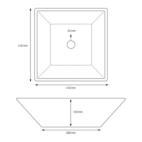 ML-Design Keramisk Hvid Vask 41x41x12 cm Firkantet inkl. Afløbsventil; Moderne Overfladevask; Design Håndvask; til Badeværelse/Gæstetoilet