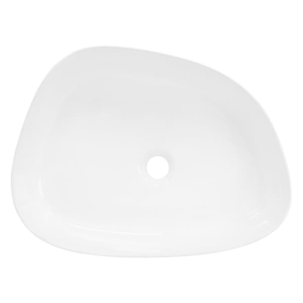 ML-Design Håndvask af keramik i skinnende hvid 55 x 42 x 14 cm; oval; moderne overfladevask; designvask; håndvask til badeværelse / gæstetoilet