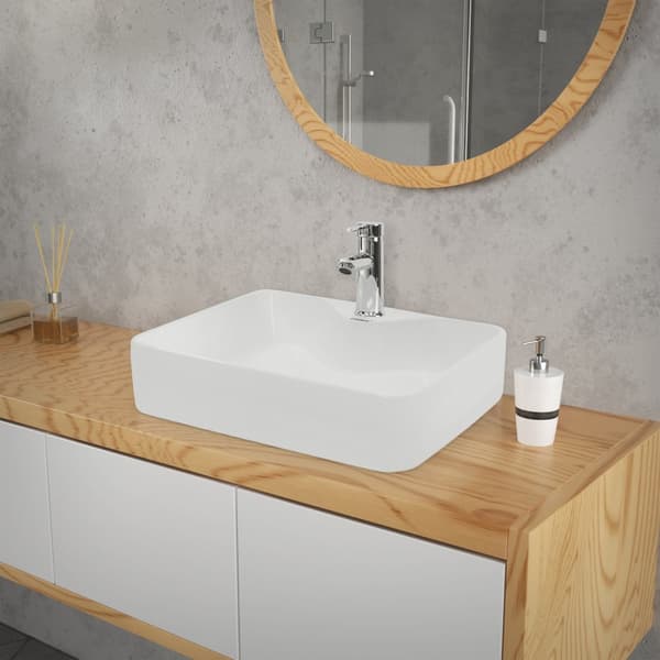 ECD Germany design-pesuallashana 480 x 380 x 140 mm sis. Jäteastian pesualtaille ilman ylivuotoa - keraaminen valkoinen työtasoinen pesuallas