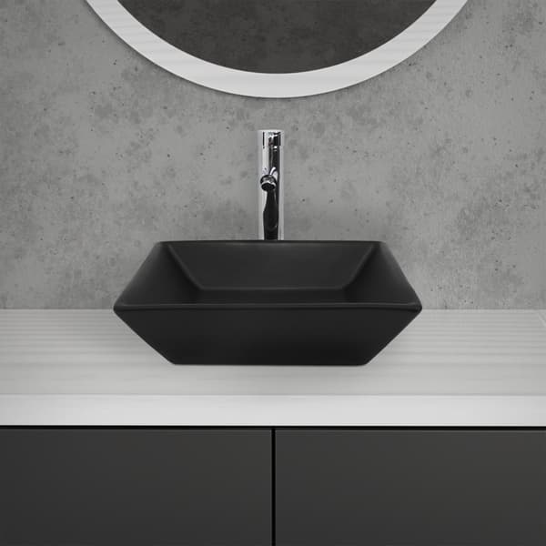 ML-Design Keramisk Vask i Mat Sort 41x41x12 cm Firkantet; Moderne Overfladevask; Design Håndvask Overfladevask; til Badeværelse og Gæstetoilet