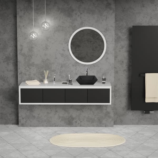 ML-Design Keramisk Vask i Mat Sort 41x41x12 cm Firkantet; Moderne Overfladevask; Design Håndvask Overfladevask; til Badeværelse og Gæstetoilet