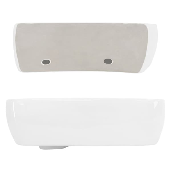 ML-Design Keramiktvättställ i vitt 45x27x13 cm; fyrkantigt; höger hörn; väggmontering/bänkmontering; designhandfat med överlopp; tvättfat;