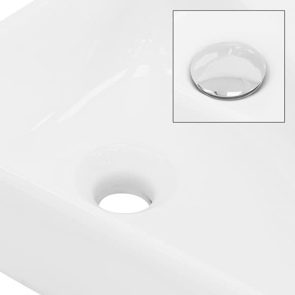 ML-Design Keramiktvättställ i vitt 45x27x13 cm; fyrkantigt; höger hörn; väggmontering/bänkmontering; designhandfat med överlopp; tvättfat;