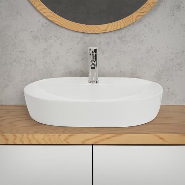 Tvättställ inkl. bräddavlopp utan överfyllning 60x40x12 cm vit keramik ML design