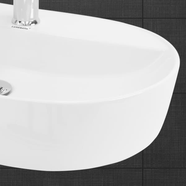 Oval håndvask uden overløb 60x40x12 cm hvid keramik ML-Design