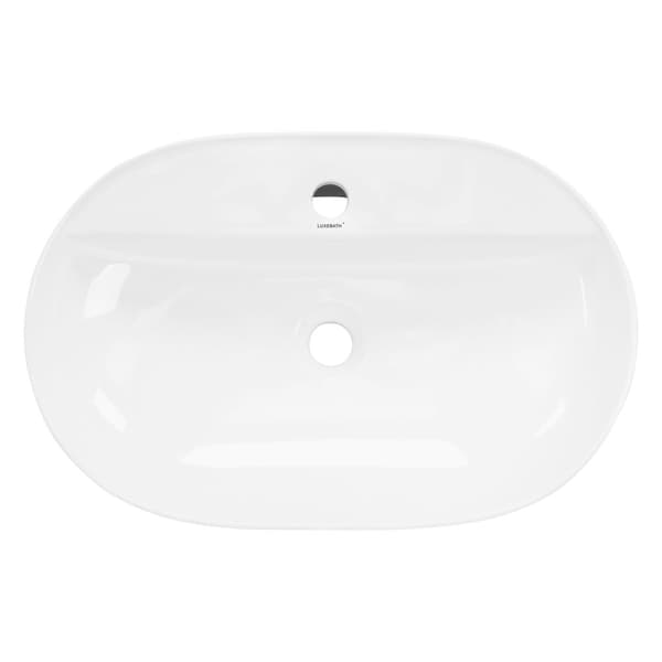 Oval håndvask uden overløb 60x40x12 cm hvid keramik ML-Design