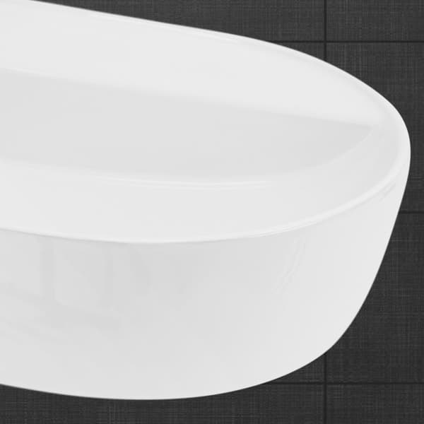 Oval håndvask uden overløb 80x40x12 cm hvid keramik ML-Design