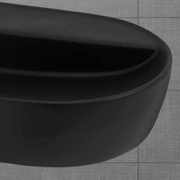 Ovalt tvättställ utan bräddavlopp 80x40x12 cm svart keramik ML-Design