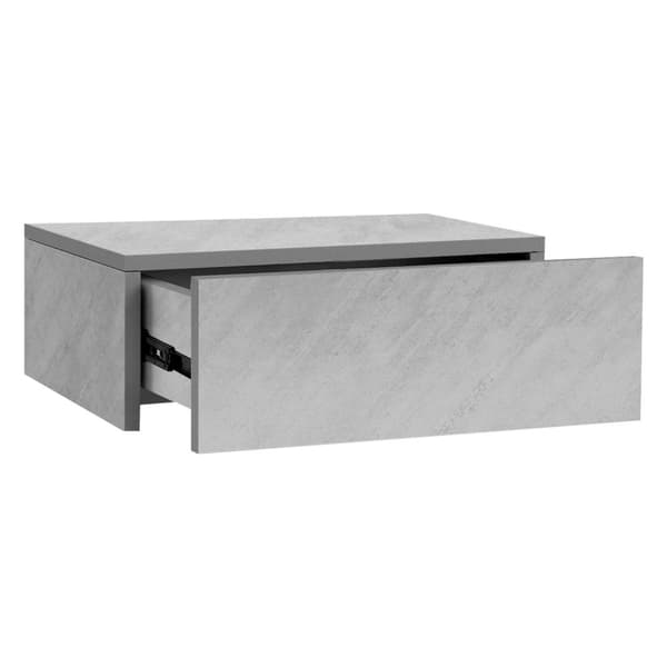 Ripustettava yöpöytäkaappi 46x30x15 cm harmaa/betonilook MDF-levystä sis. laatikon ML-mallia.
