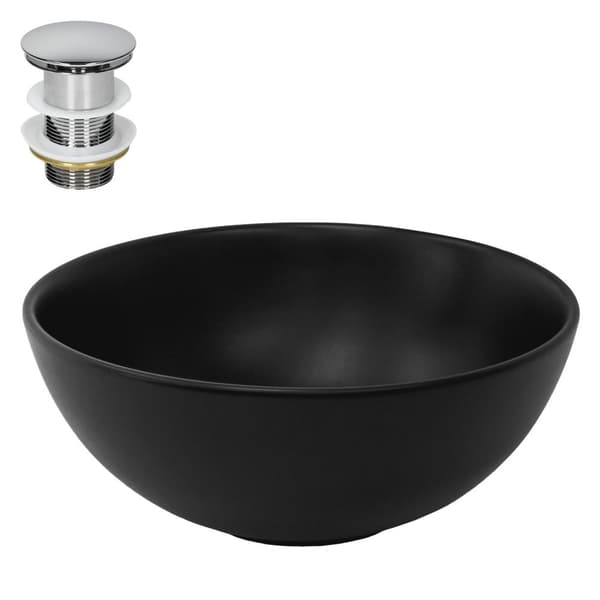 Håndvask inkl. pop-up afløb uden overløb Ø 32x13,5 cm sort keramik ML design