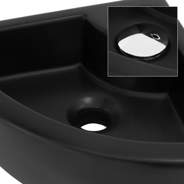 Håndvask inkl. pop-up affald med overløb 46x33x13 cm sort keramik ML-design