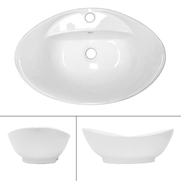 Håndvask inkl. afløbssæt med overløb 59x39,5x20,5 cm hvid keramik ML-design