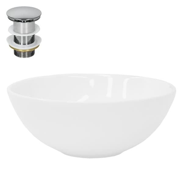 Håndvask inkl. afløbssæt uden overløb Ø 28x11,6 cm hvid keramik ML design