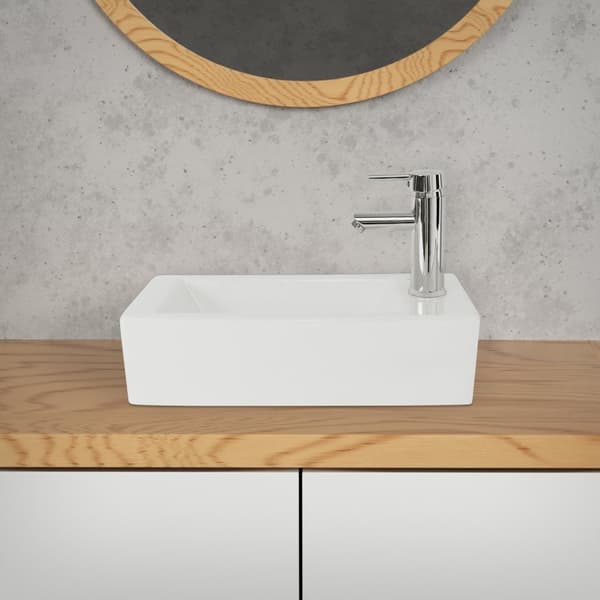 Tvättställ i keramik Bänkskivstvättställ höger Tvättskål 460x265 mm