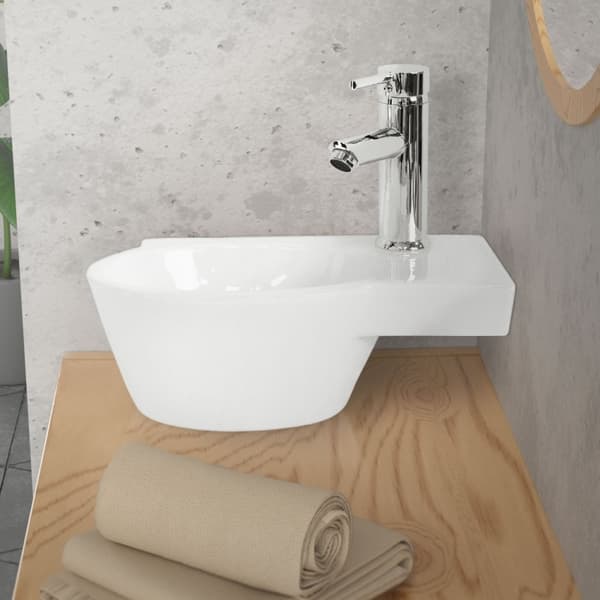 Keramisk håndvask Indbygget håndvask højre Vaskeskål 375 x 190 mm