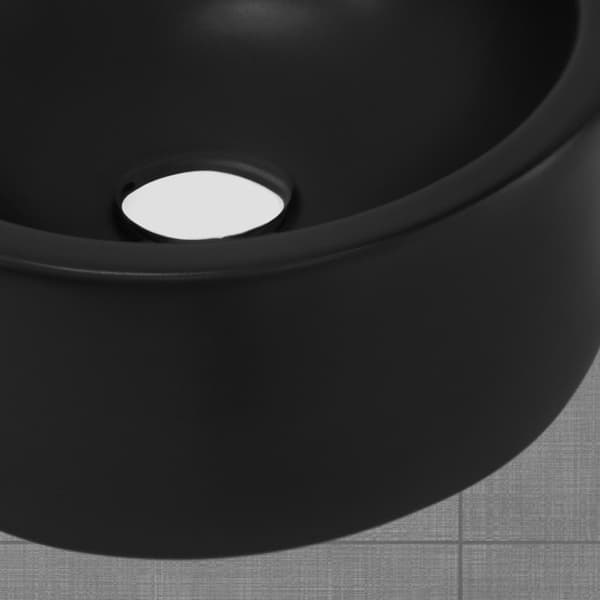 Rund håndvask med overløb 45x36x13 cm sort keramik ML-Design