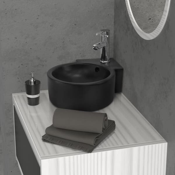 Håndvask inkl. pop-up affald med overløb 45x36x13 cm sort keramik ML design