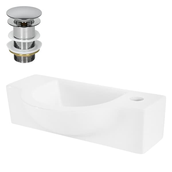 Håndvask inkl. pop-up afløb uden overløb 44,5x25,5x12 cm hvid keramik ML design