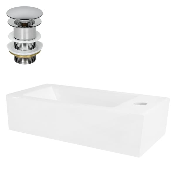 Tvättställ inkl. bräddavlopp utan överfyllning 46x26,5x11 cm vit keramik ML design