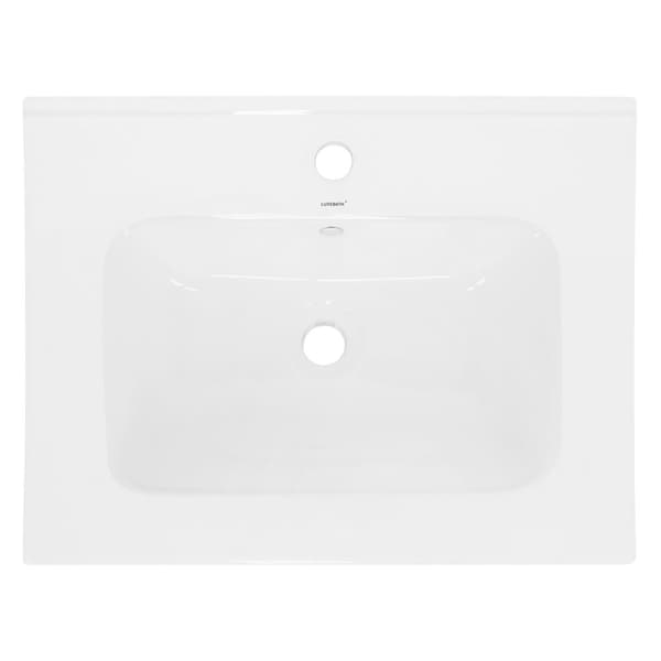 Tvättställ med bräddavlopp 61x16,5x46 cm vit keramik ML design