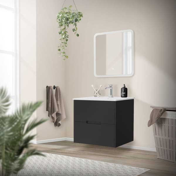 Badrumsmöbelset 2-delat med underskåp 61x54x45 cm och grått tvättställ av MDF ML-Design