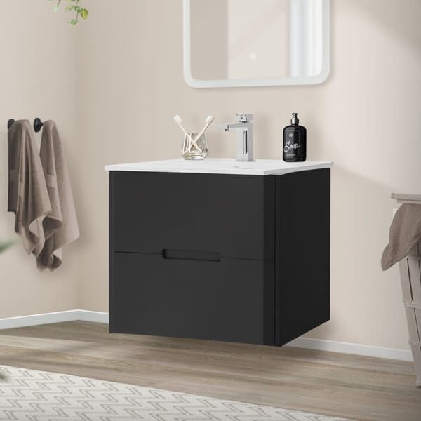 Badeværelsesmøbelsæt i 2 dele med underskab 61x54x45 cm og grå håndvask af MDF ML-Design