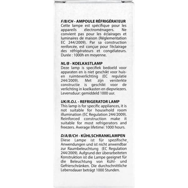 WPRO Kaapelihyväksyntä Jääkaappilamppu T-click T25 40w