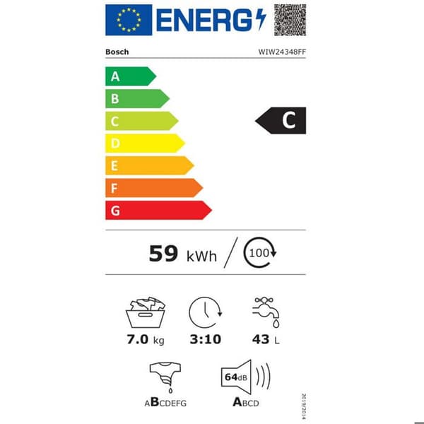 Inbyggd tvättmaskin BOSCH WIW24348FF serie 6 - 7 kg - 1200 rpm