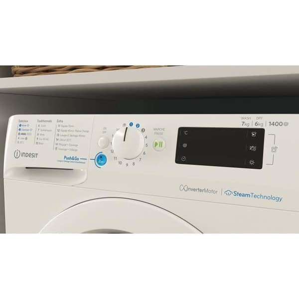 INDESIT BDE76435WVFR tvättmaskin-torktumlare - 7/6 kg - Induktion - L60cm - 1400 rpm - Vit