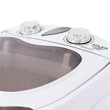Adler | AD 8055 | Mini vaskemaskine | Top loading | Vaskekapacitet 3 kg | RPM | Dybde 37 cm | Bredde 36 cm | hvid