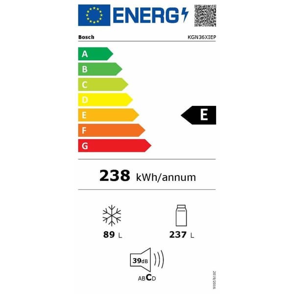 Jääkaappipakastin BOSCH KGN36VIEA Teräs 24 L