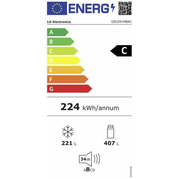 Amerikkalainen jääkaappi LG GSLE91MBAC.AMBQEUR Metallinen