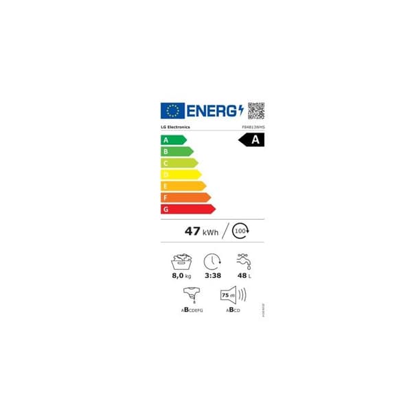 Frontal tvättmaskin - LG - F84B13WHS - 8 kg - 1400 varv/min - Wi-Fi och anti-allergisk