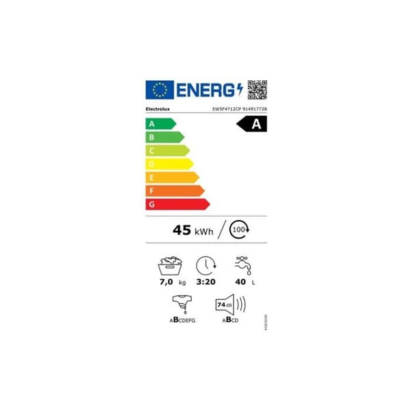 Electrolux främre tvättmaskin 7kg 1200 rpm - EW5F4712CP