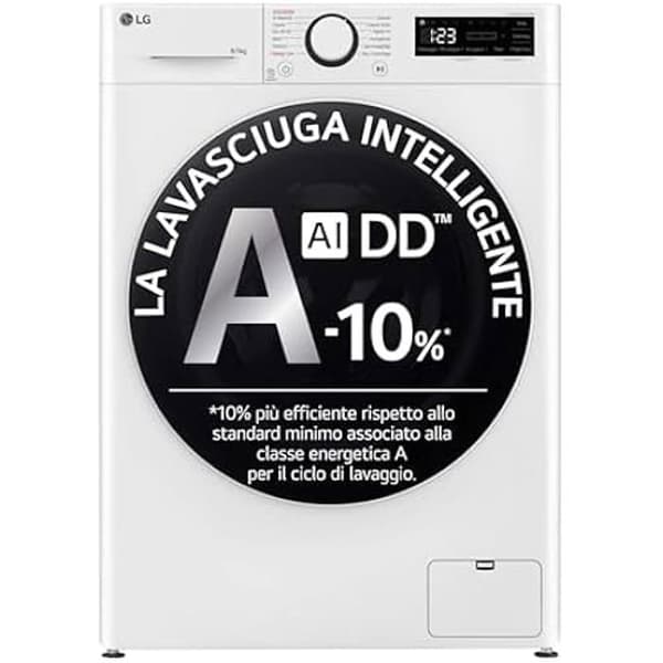 Tvättmaskin - LG - AI DD - 8 kg - 1400 RPM - Frontmatad Vit