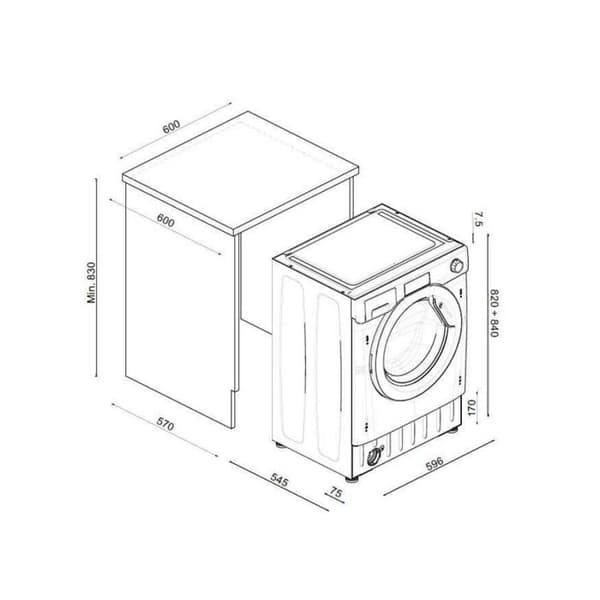 Inbyggd tvättmaskin och torktumlare 485D1E/1-S - GODIS - Kapacitet 8+5 Kg - Centrifugering 1400 rpm - Fördröjd start 24 timmar