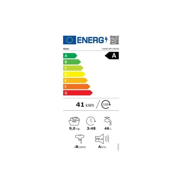 Stora hushållsapparater HAIER FRONTAL TVÄTTMASKIN HAIERT 9KG 1400 RPM HW90-BP14929A-S