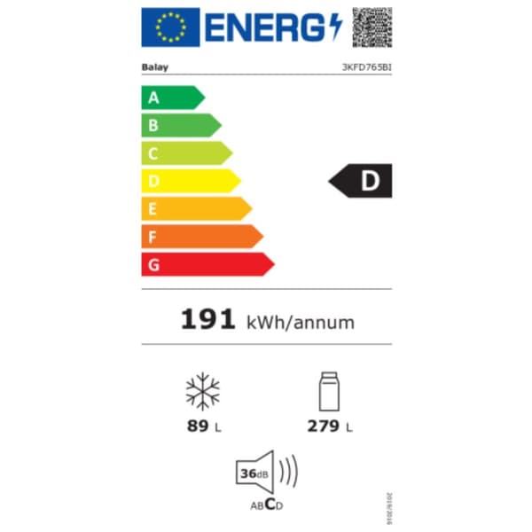 Kombinerat kylskåp Balay 3KFD765BI Vit (203 x 60 cm)