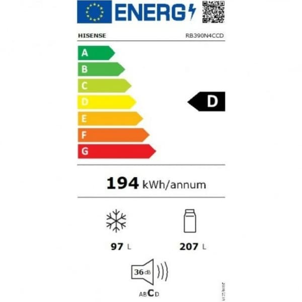 Kombineret køleskab Hisense RB390N4CCD Stål