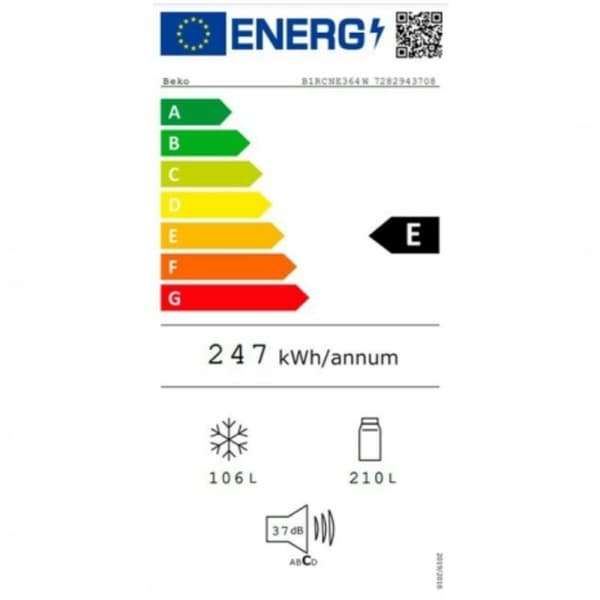 Jääkaappipakastin BEKO B1RCNE364W Valkoinen Musta (186 x 60 cm)