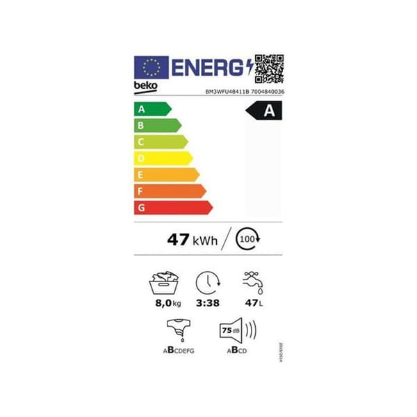 BEKO Frontlastande Tvättmaskin BM3WFU48411B